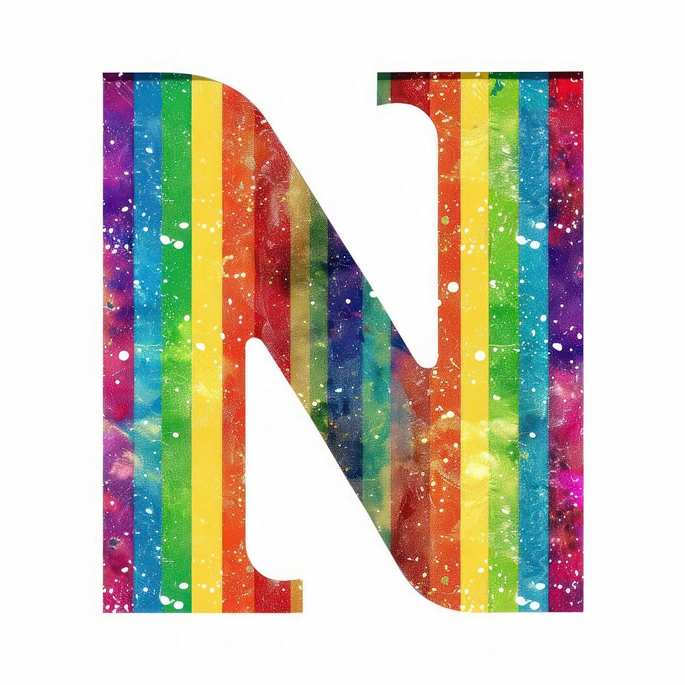 Rainbow with alphabet N blackboard number symbol.