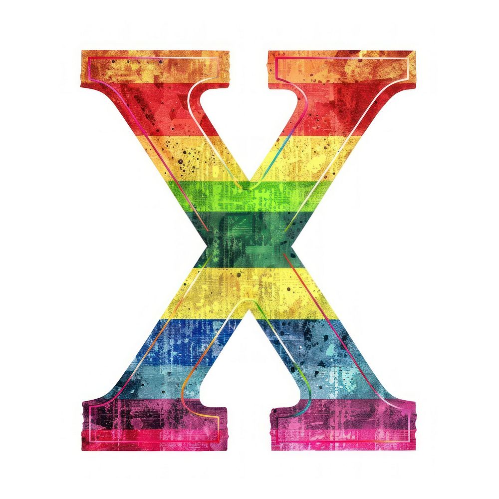 Rainbow with alphabet X weaponry symbol number.