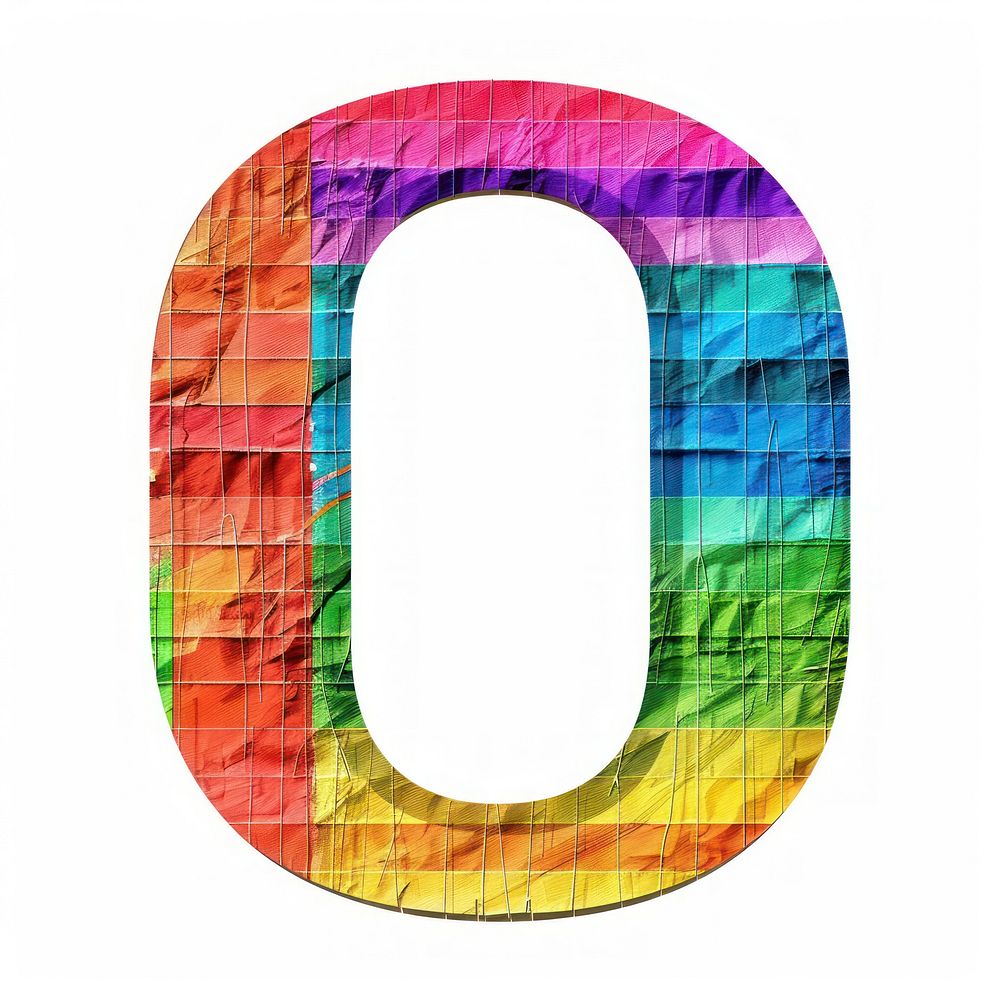 Rainbow with alphabet O number symbol text.