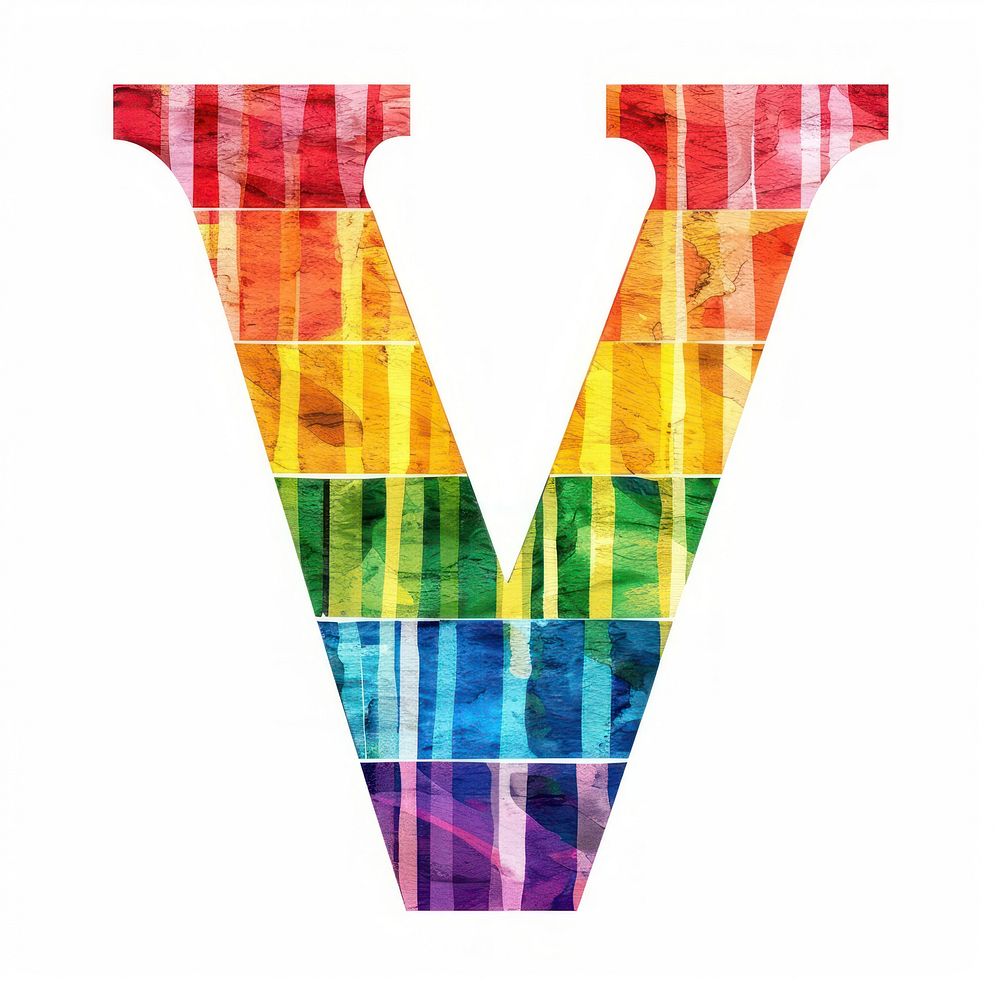 Rainbow with alphabet V collage purple logo.