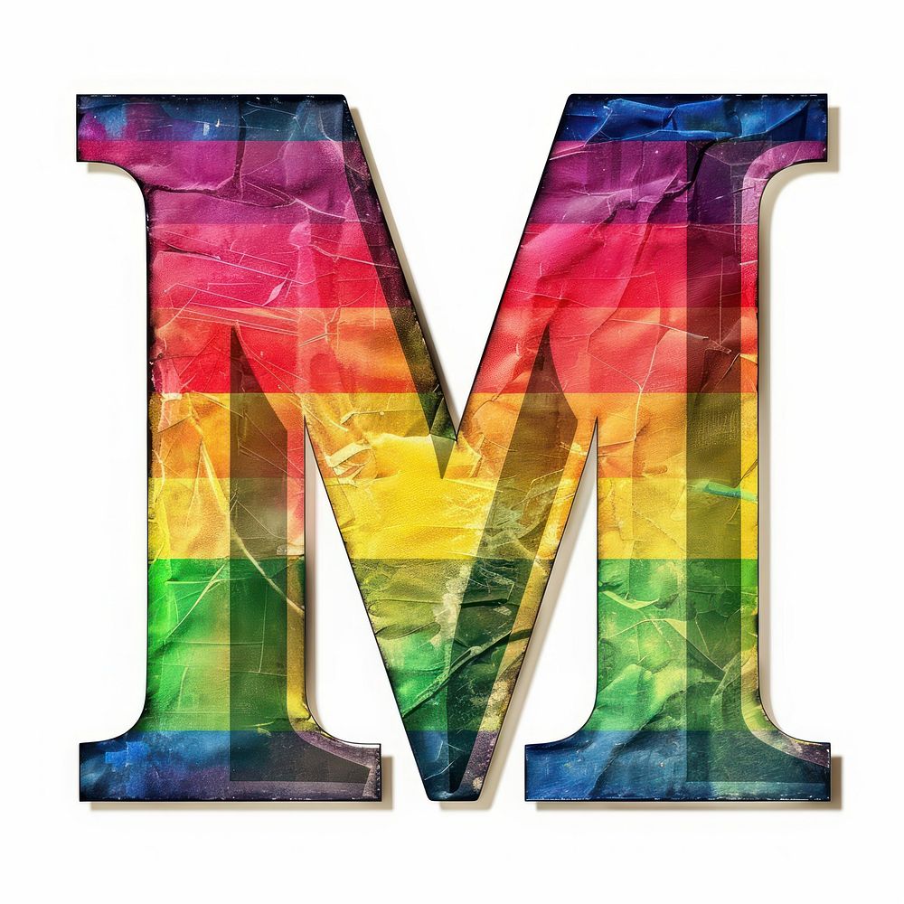 Rainbow with alphabet M number symbol purple.