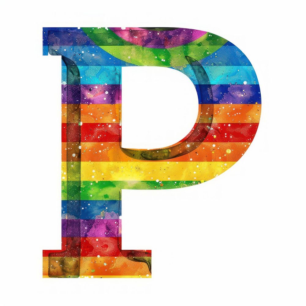 Rainbow with alphabet P number symbol text.