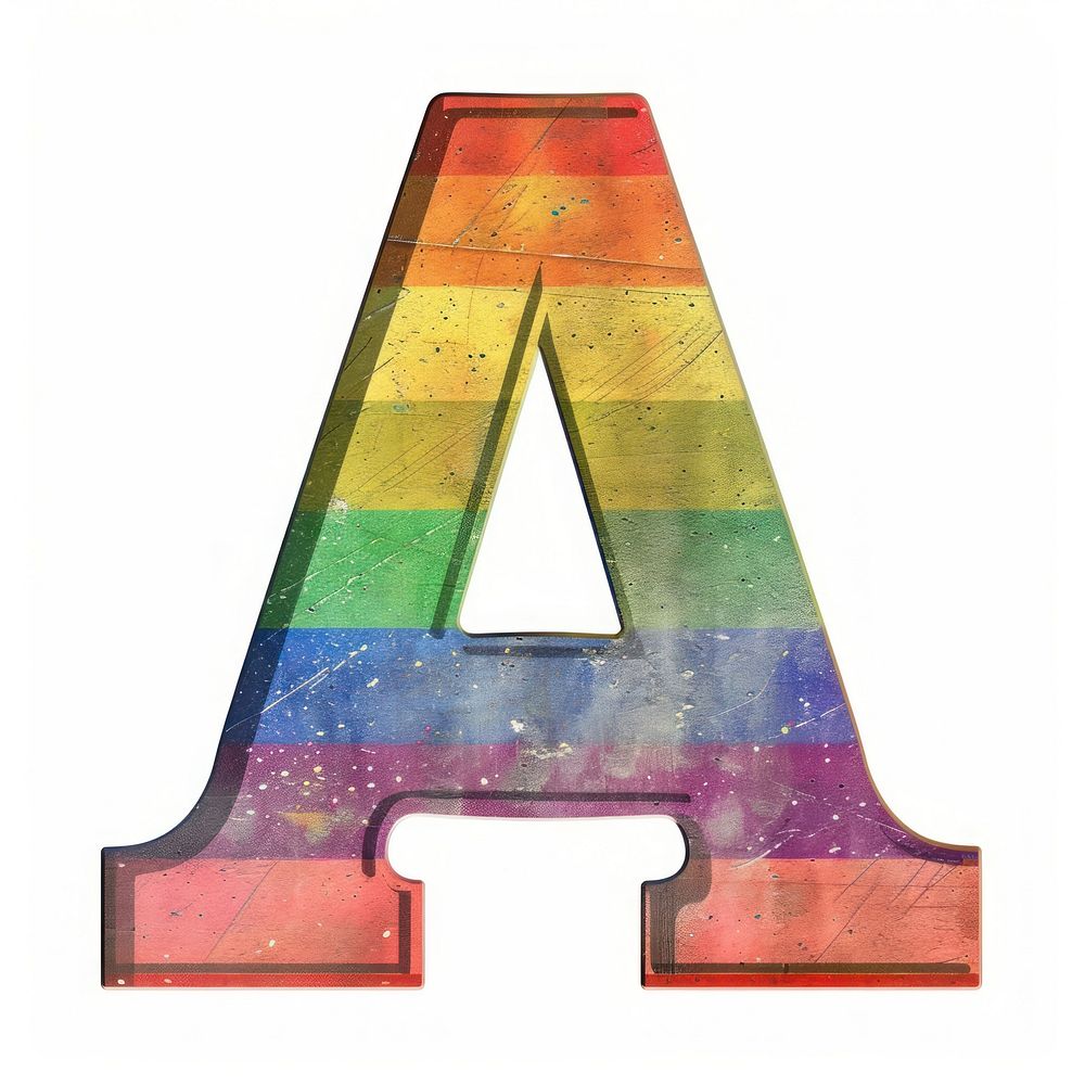 Rainbow with alphabet A symbol number text.