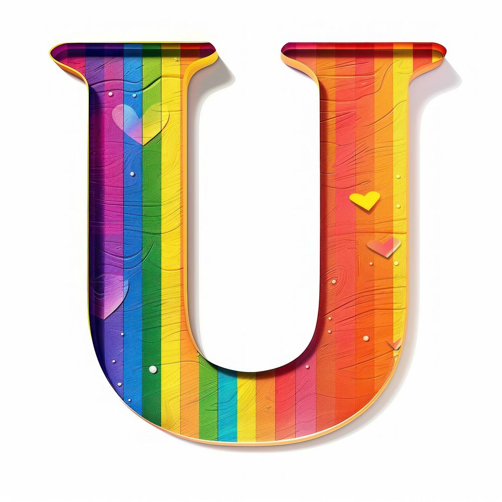 Rainbow with alphabet U graphics number symbol.