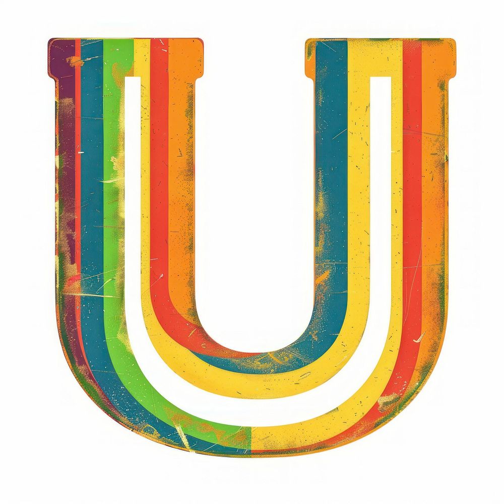 Rainbow with alphabet u symbol logo text.