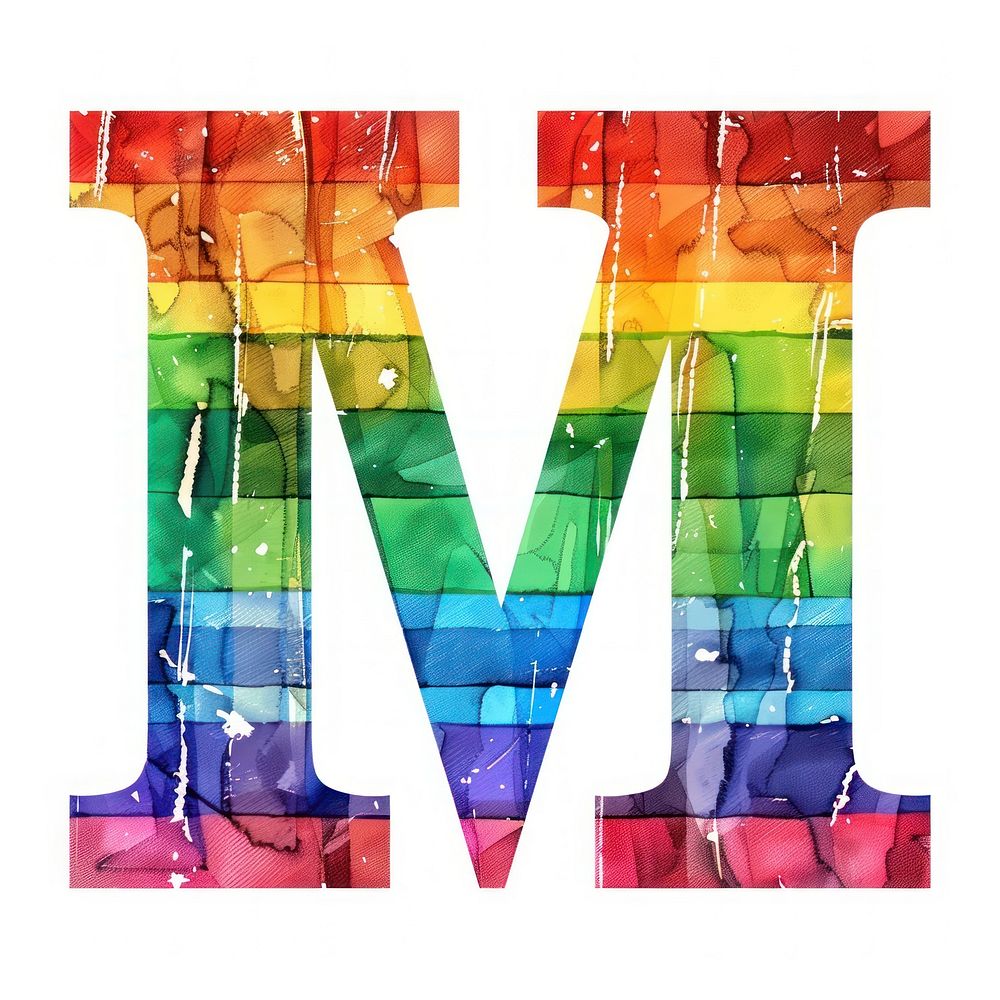 Rainbow with alphabet M clothing raincoat apparel.