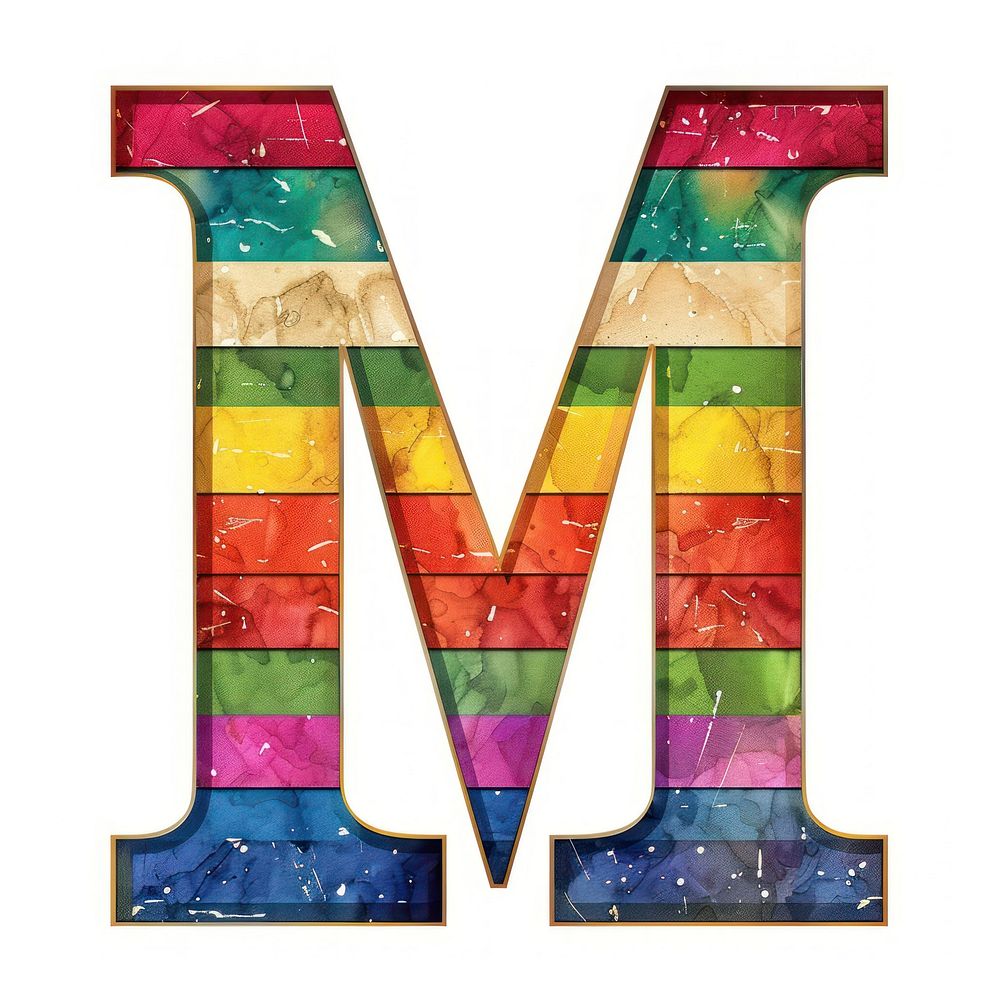 Rainbow with alphabet M weaponry number symbol.