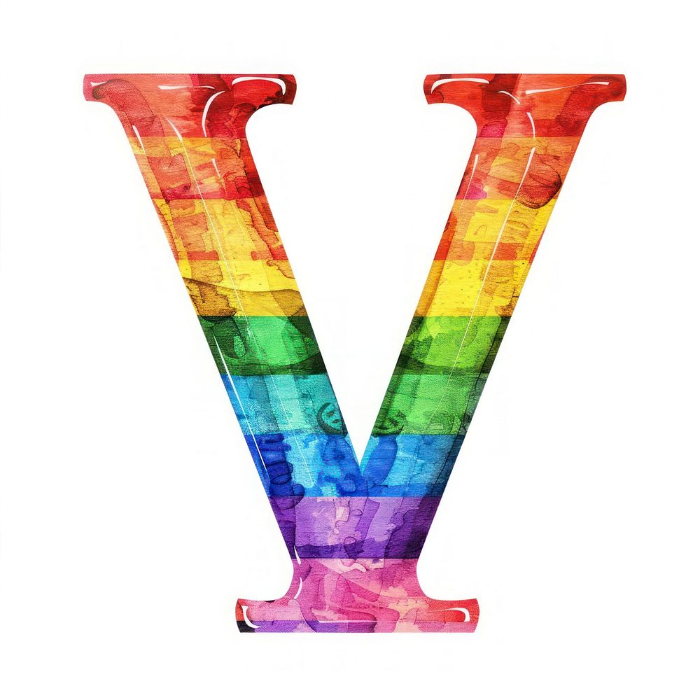 Rainbow with alphabet V pottery vase jar.