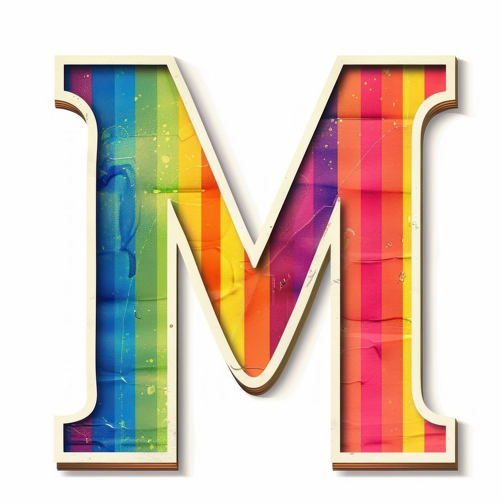 Rainbow with alphabet M symbol logo text.