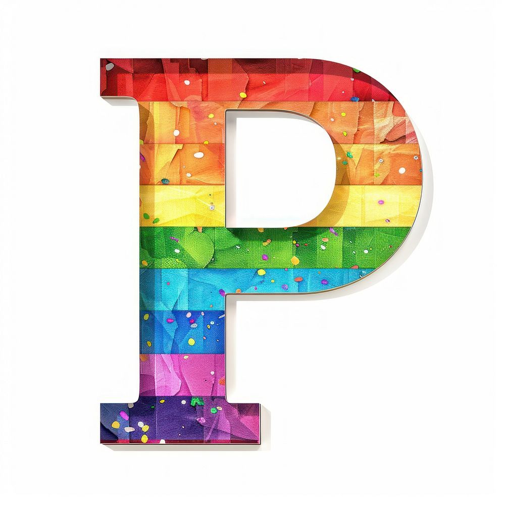 Rainbow with alphabet P paper number symbol.
