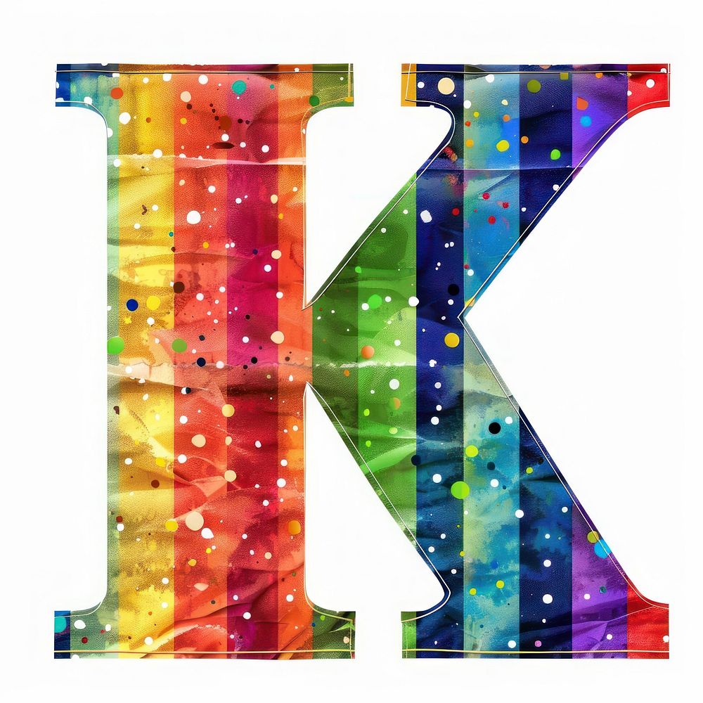 Rainbow with alphabet K number symbol text.