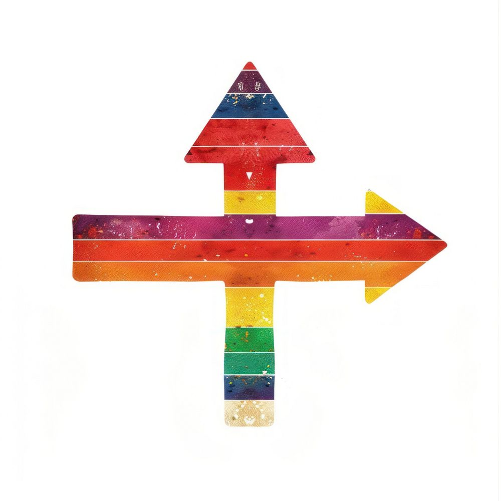 Rainbow with direction sign symbol cross font.