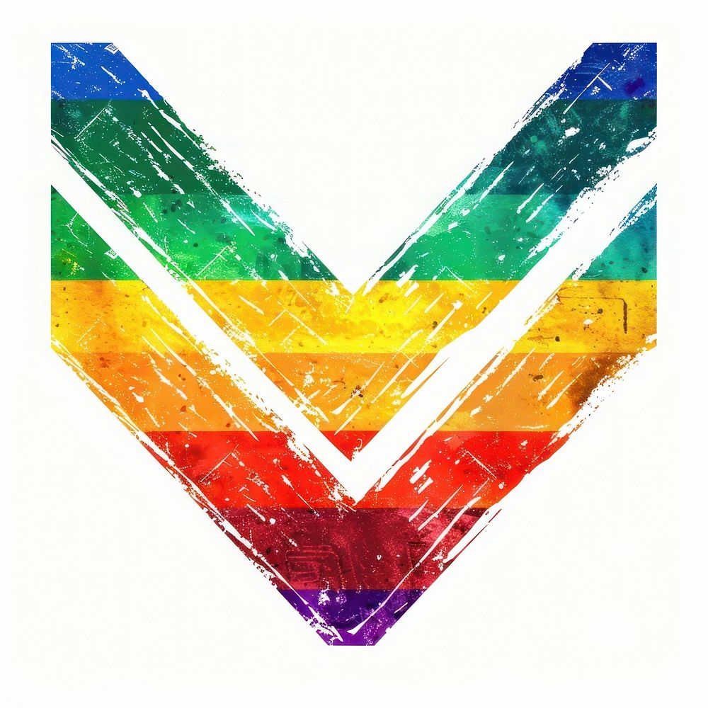 Rainbow with check sign triangle logo art.