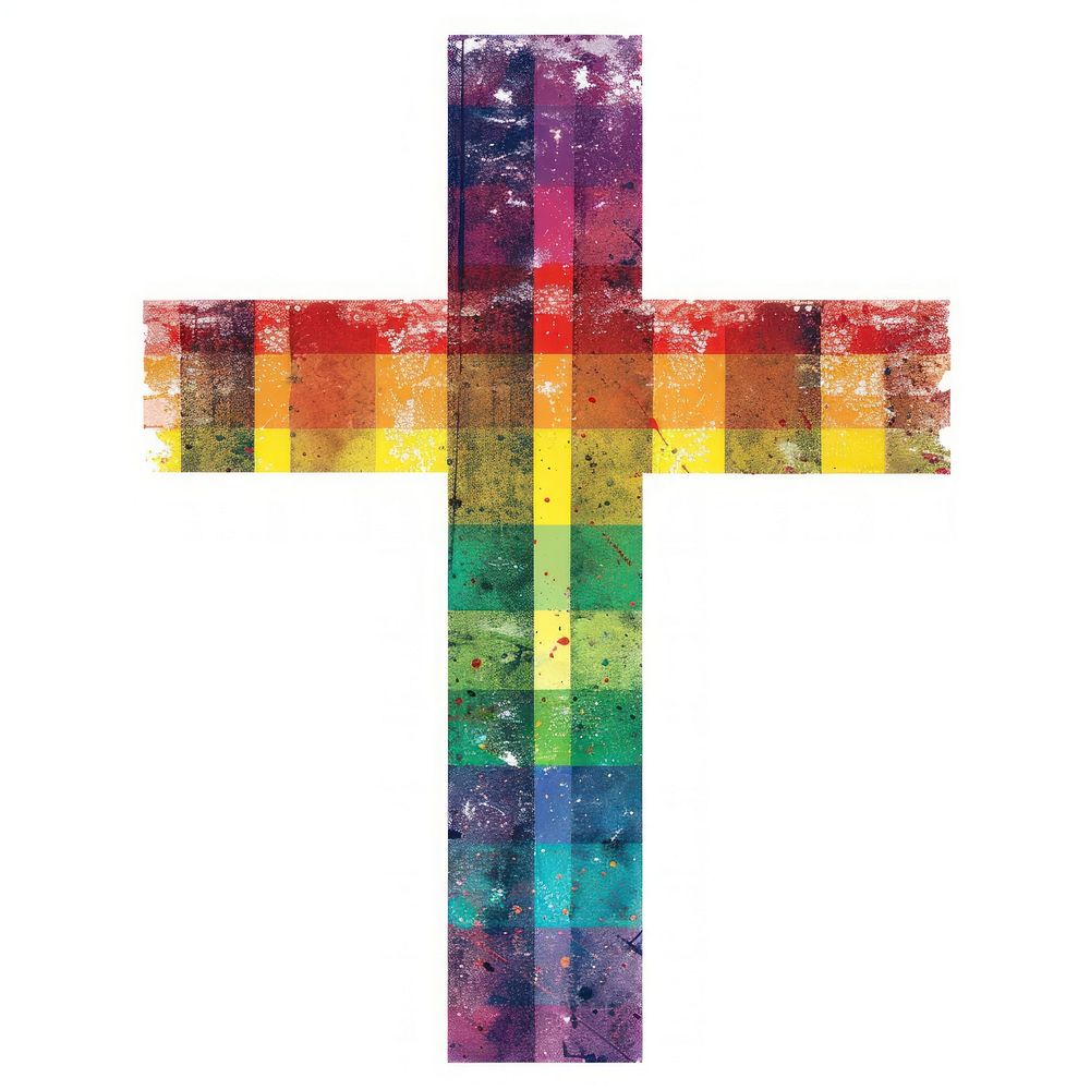 Rainbow with cross sign symbol.
