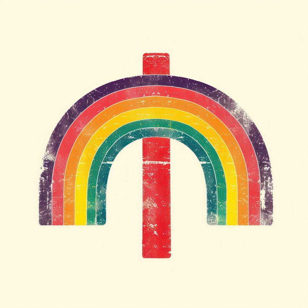 Rainbow with cross sign architecture arched symbol.
