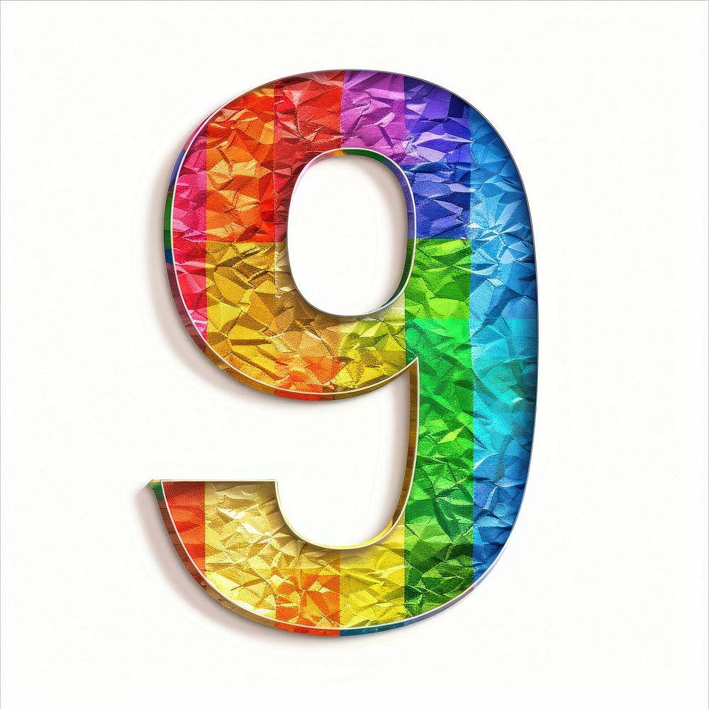 Rainbow with number 9 symbol plate text.