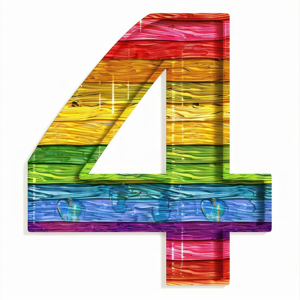 Rainbow with number 4 document passport symbol.