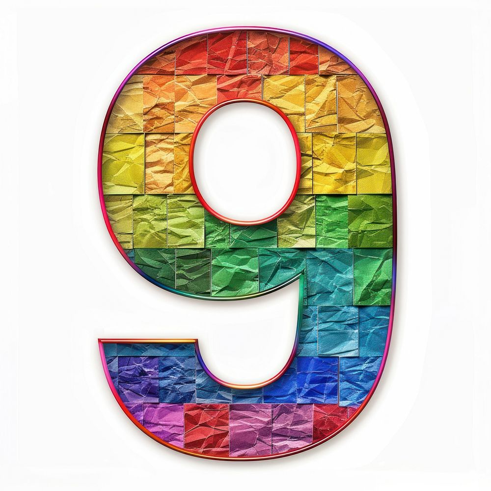 Rainbow with number 9 symbol plate text.