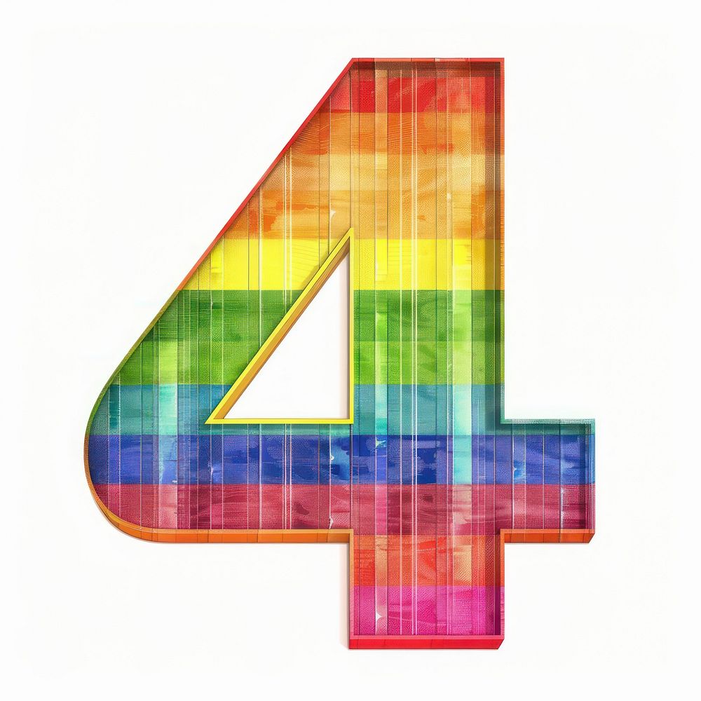 Rainbow with number 4 triangle purple symbol.