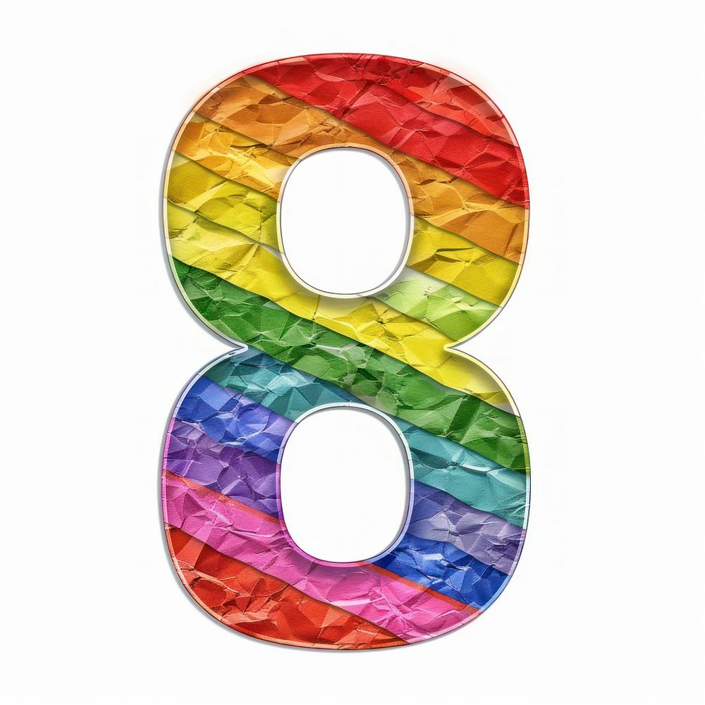 Rainbow with number 8 cricket symbol sports.