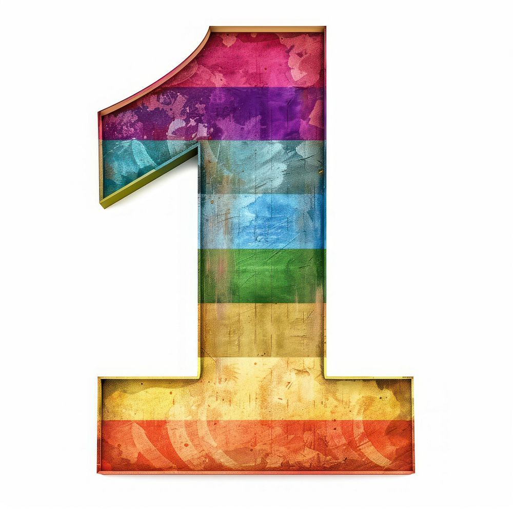 Rainbow with number 1 symbol text.