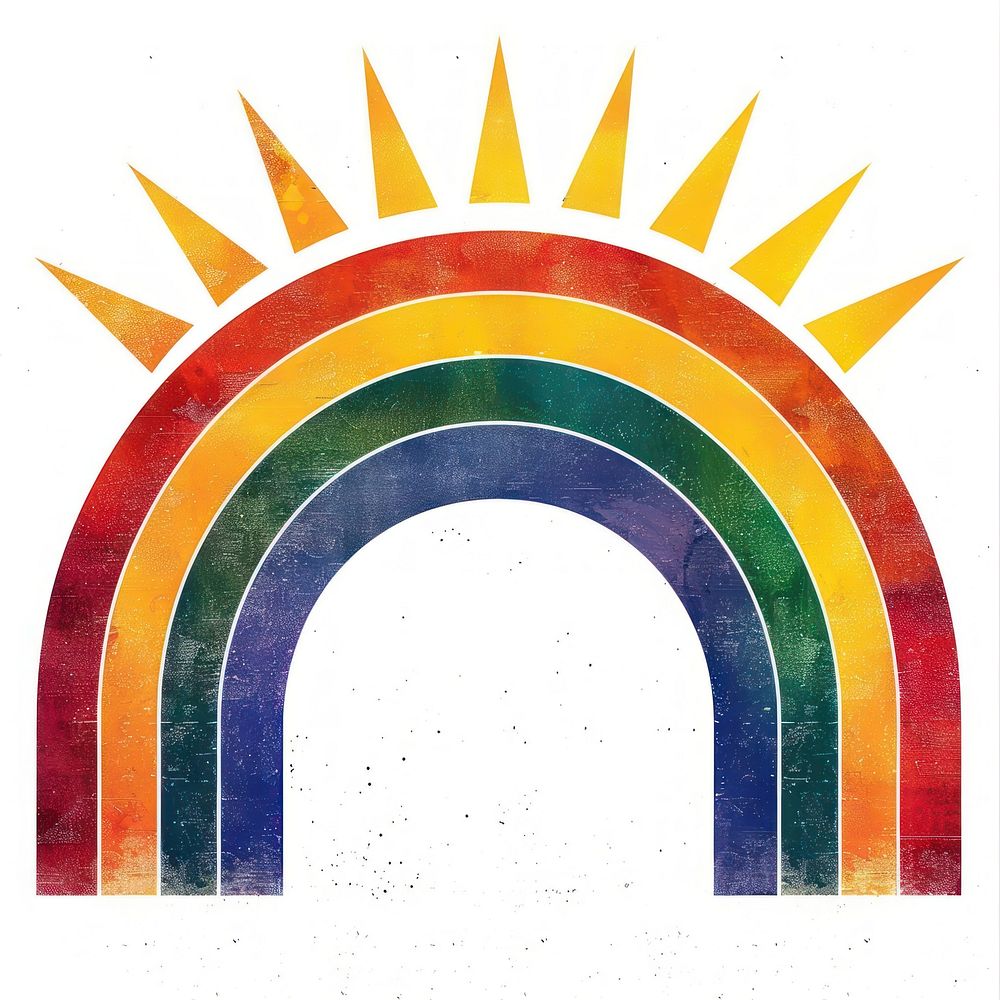Rainbow with sun image architecture arched logo.