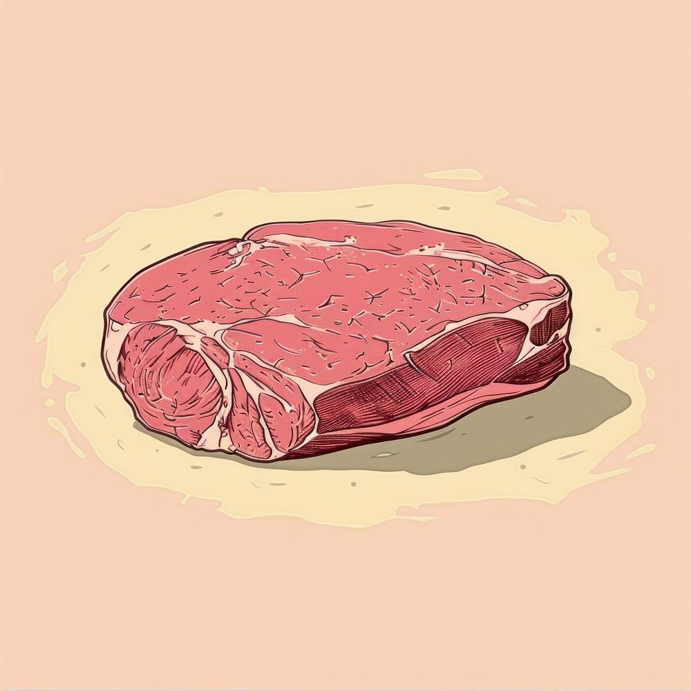 Hand drawn of meat steak food shop.