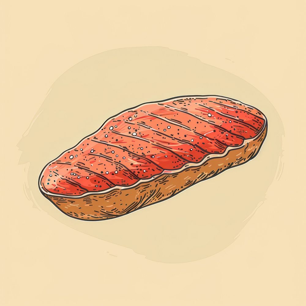 Hand drawn of meat football sports food.