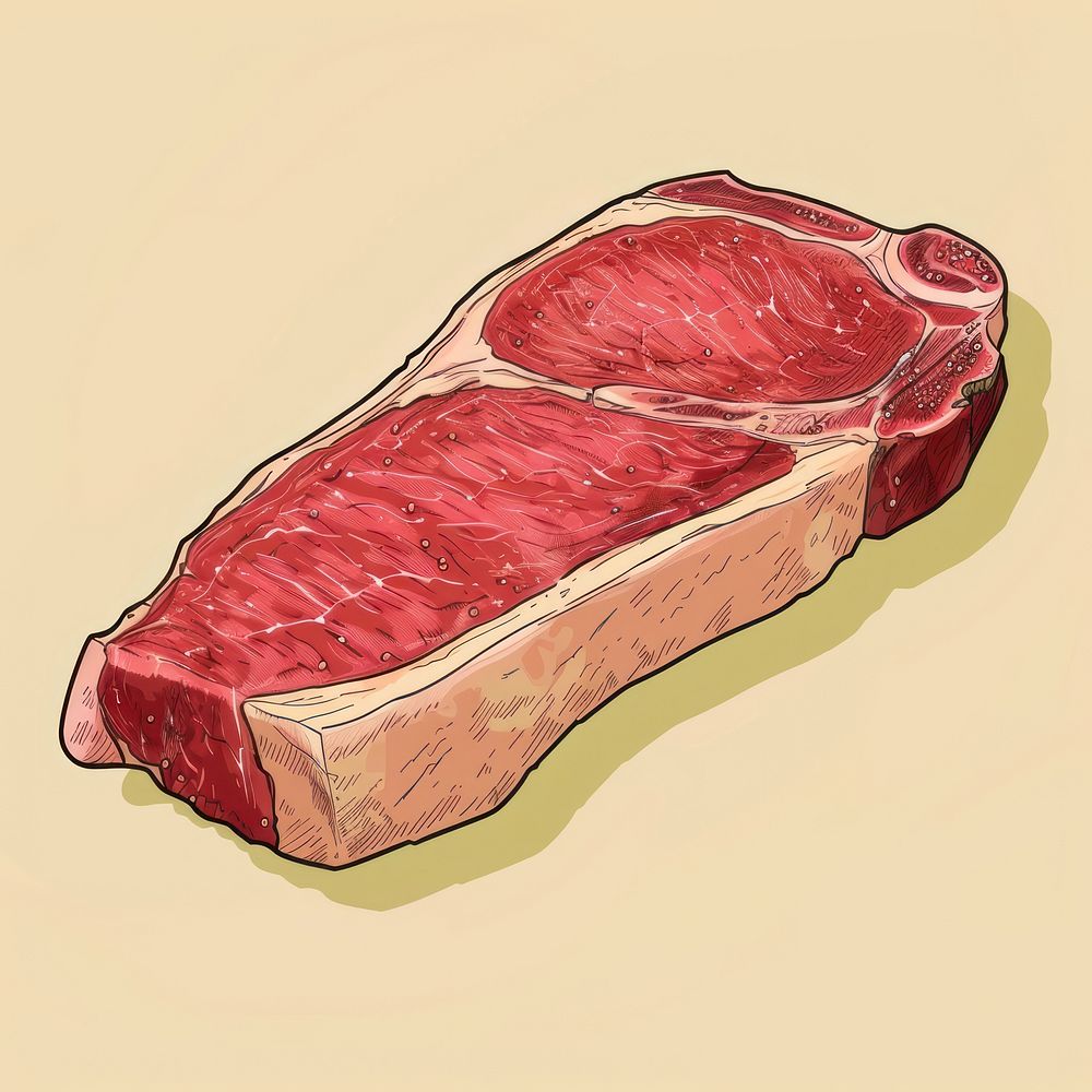Hand drawn of meat diaper steak food.