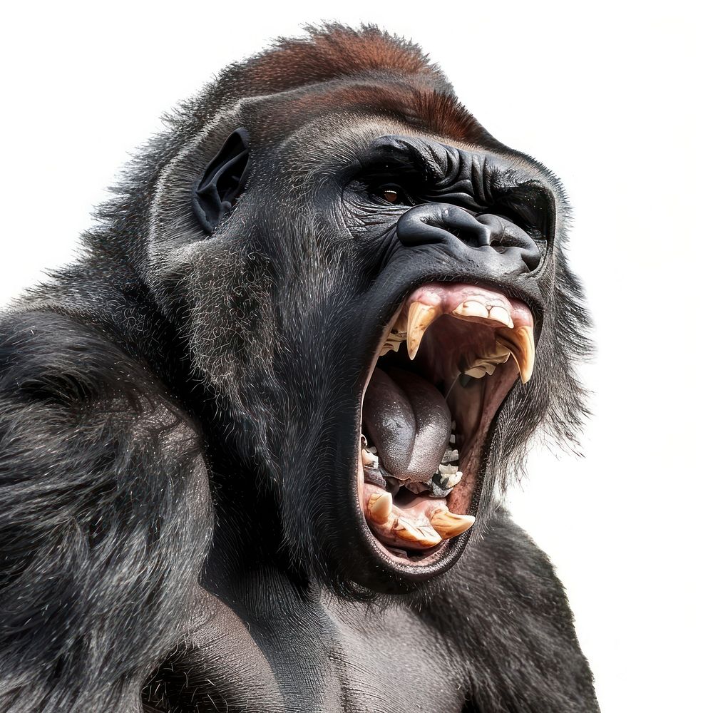 Roaring gorilla wildlife animal mammal.