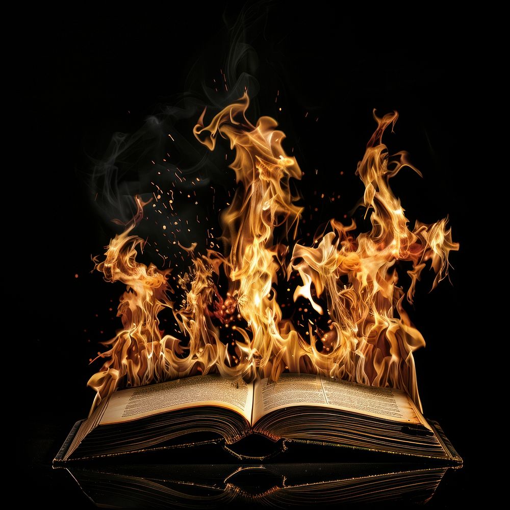 A book flame fire publication.