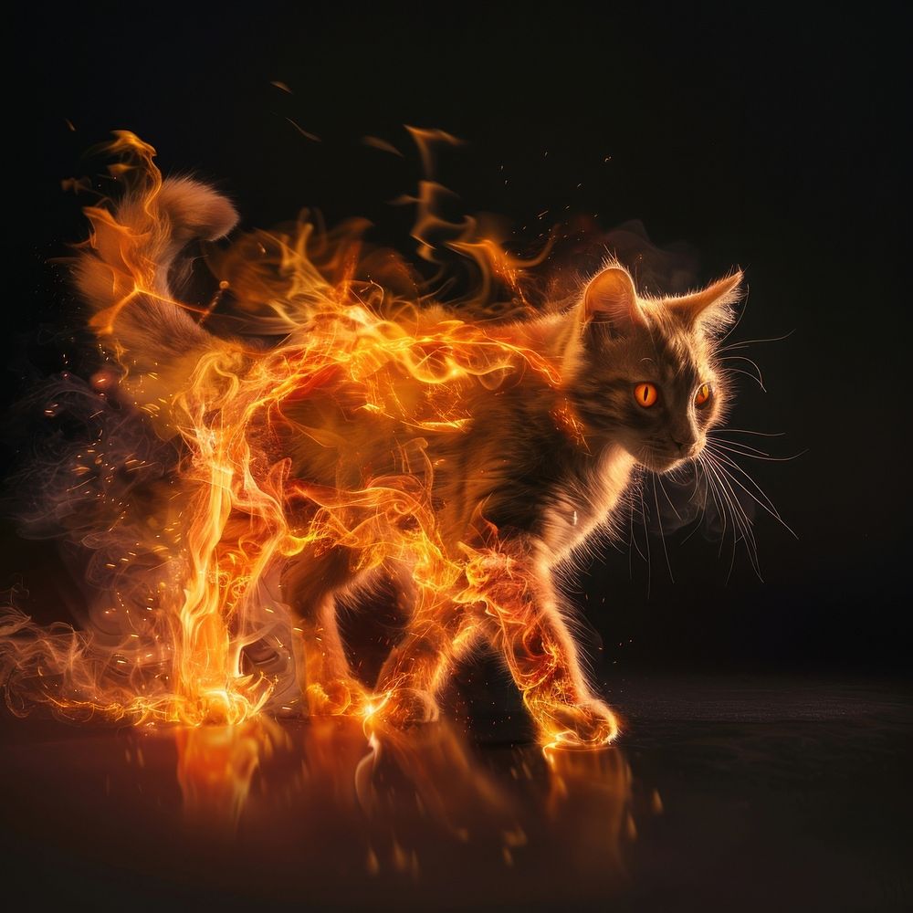 A cat flame fire bonfire.