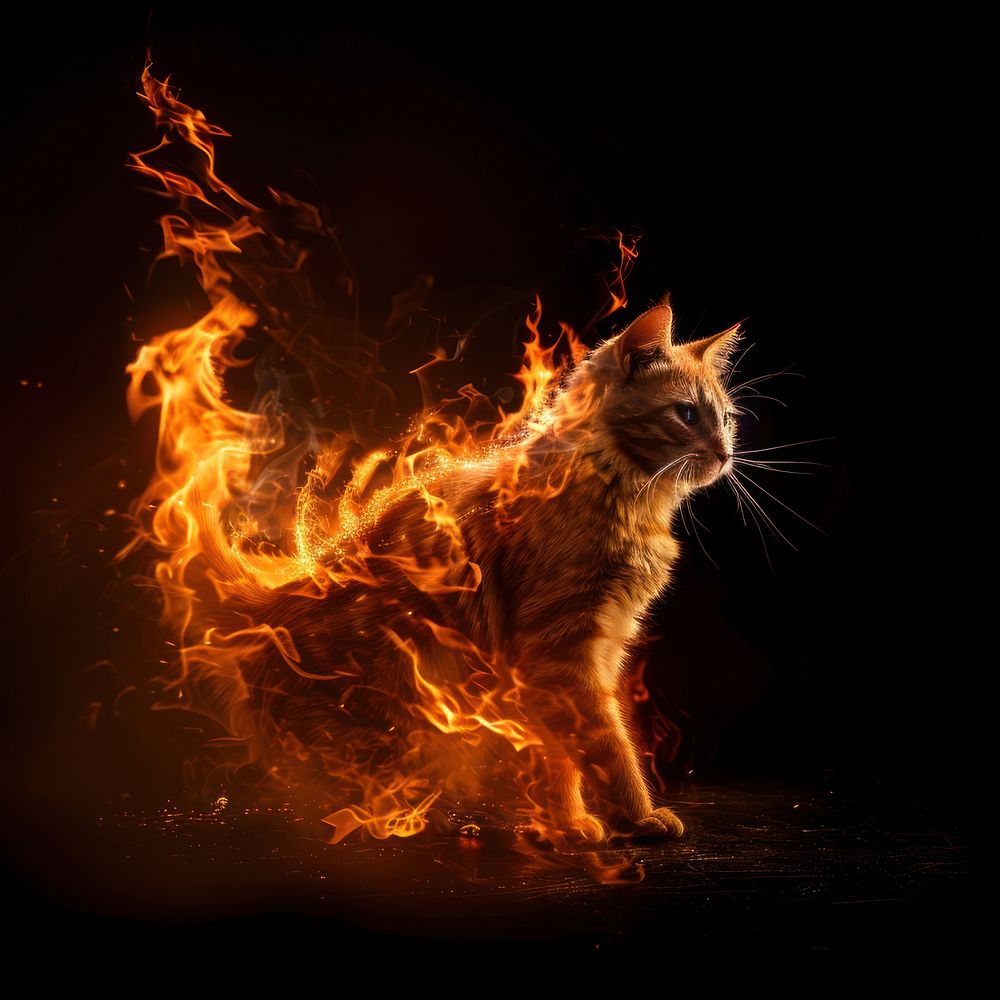A cat flame fire bonfire.