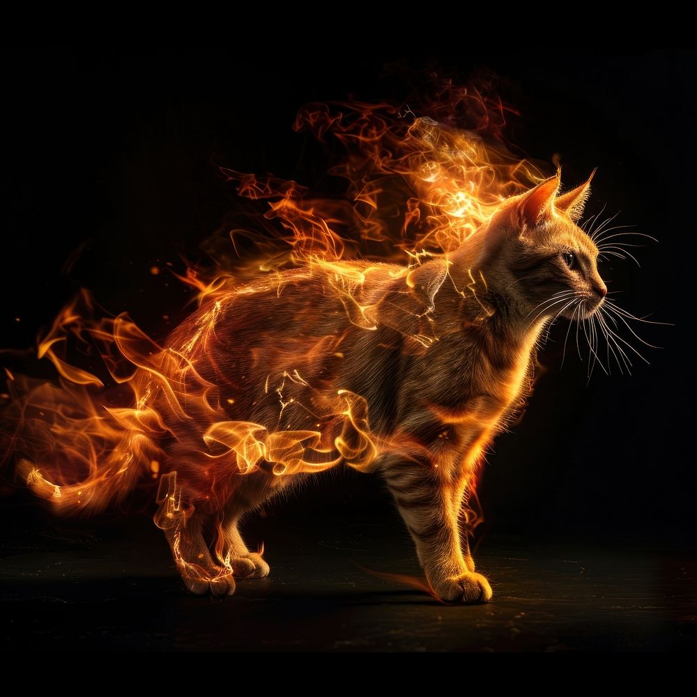 A cat flame fire lighting.