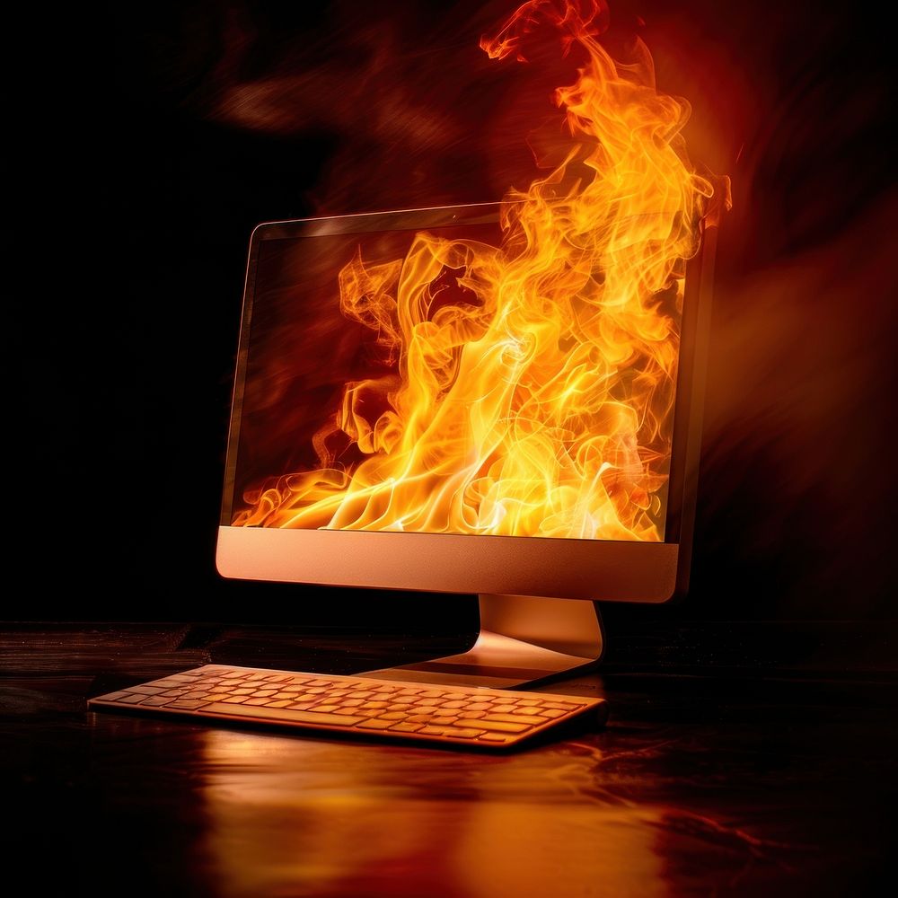 A computer flame fire electronics.