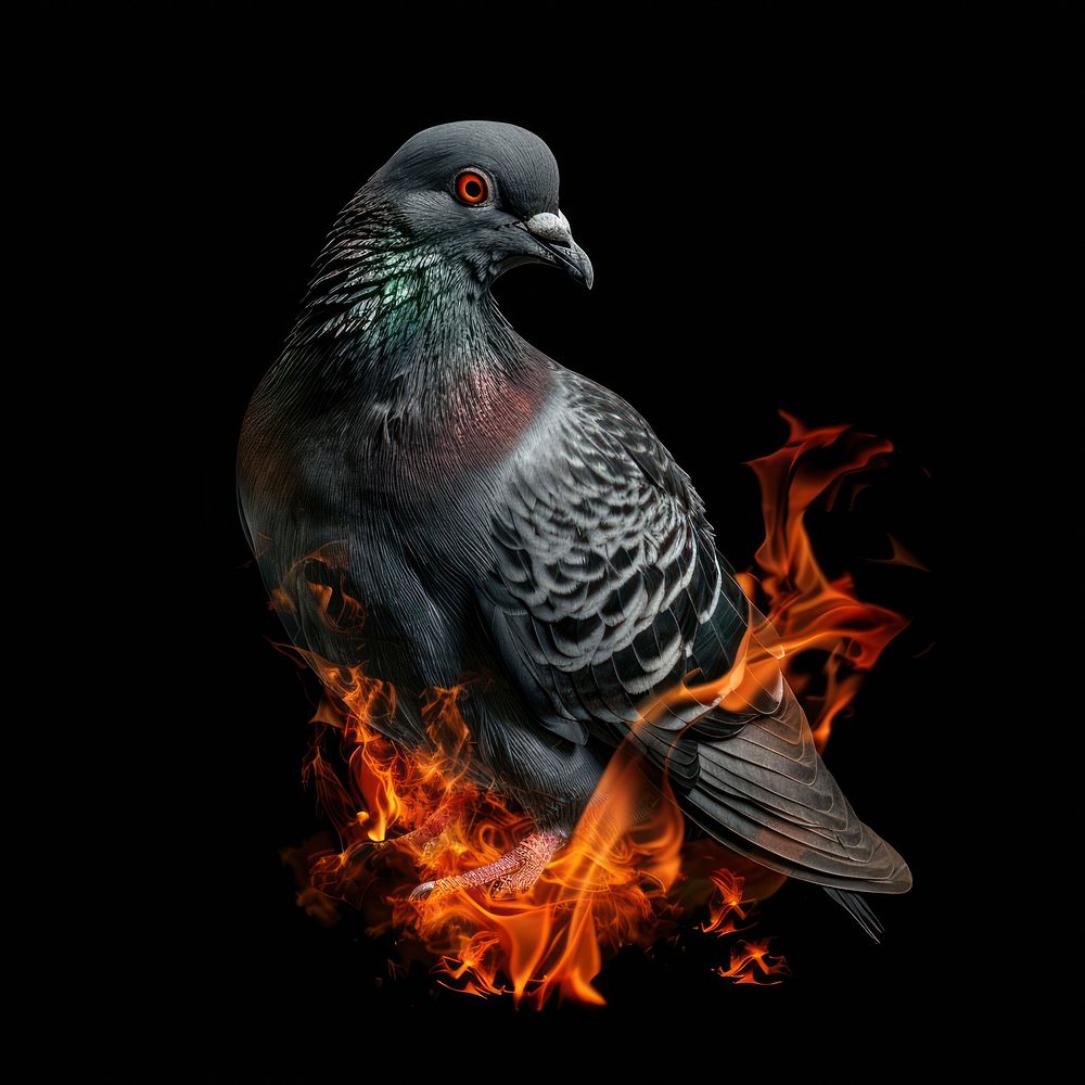 A pigeon flame fire bonfire.