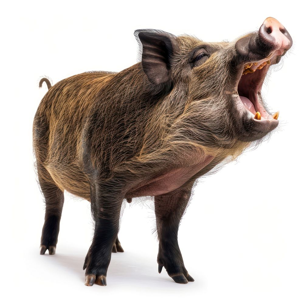 A roaring pig wildlife animal mammal.