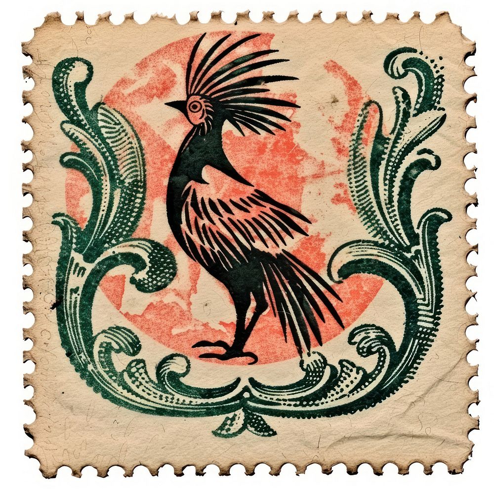 Vintage postage stamp pattern animal paper.