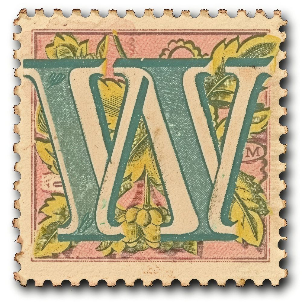 Stamp with alphabet W font art creativity.