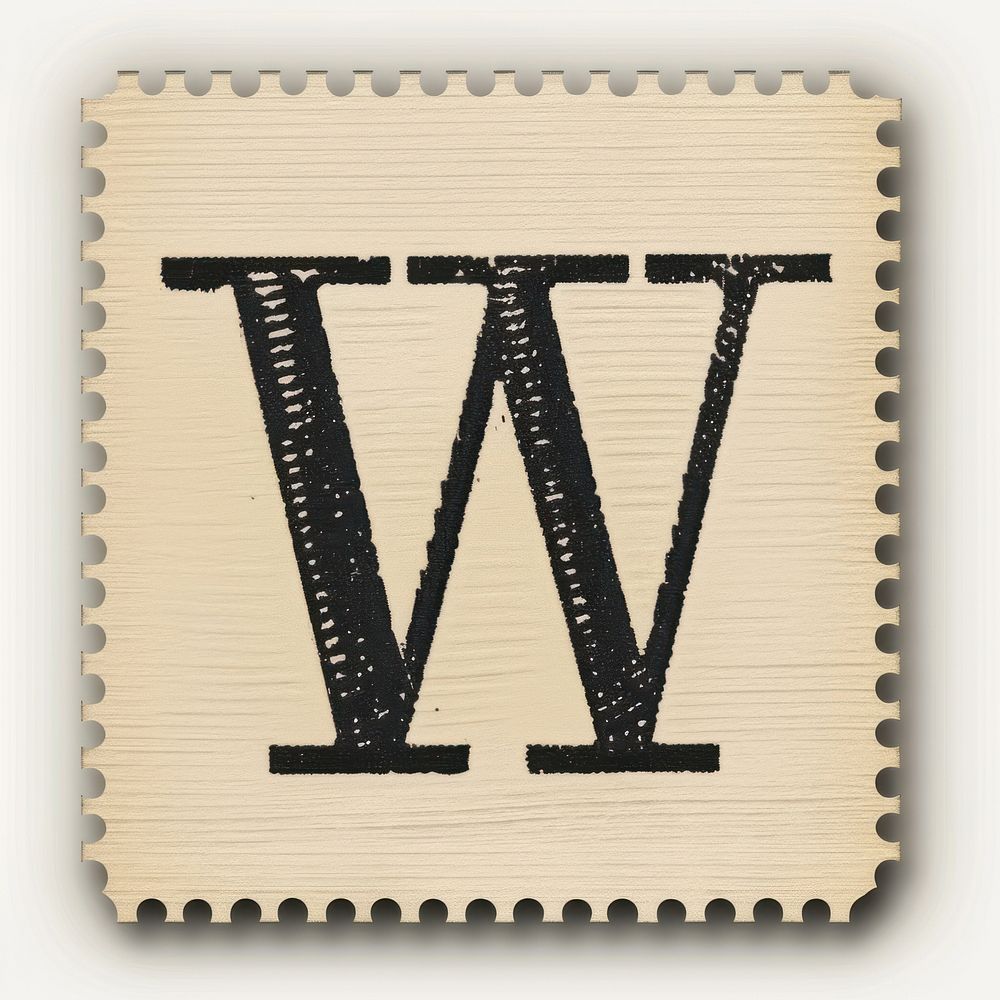 Stamp with alphabet W font text calligraphy.