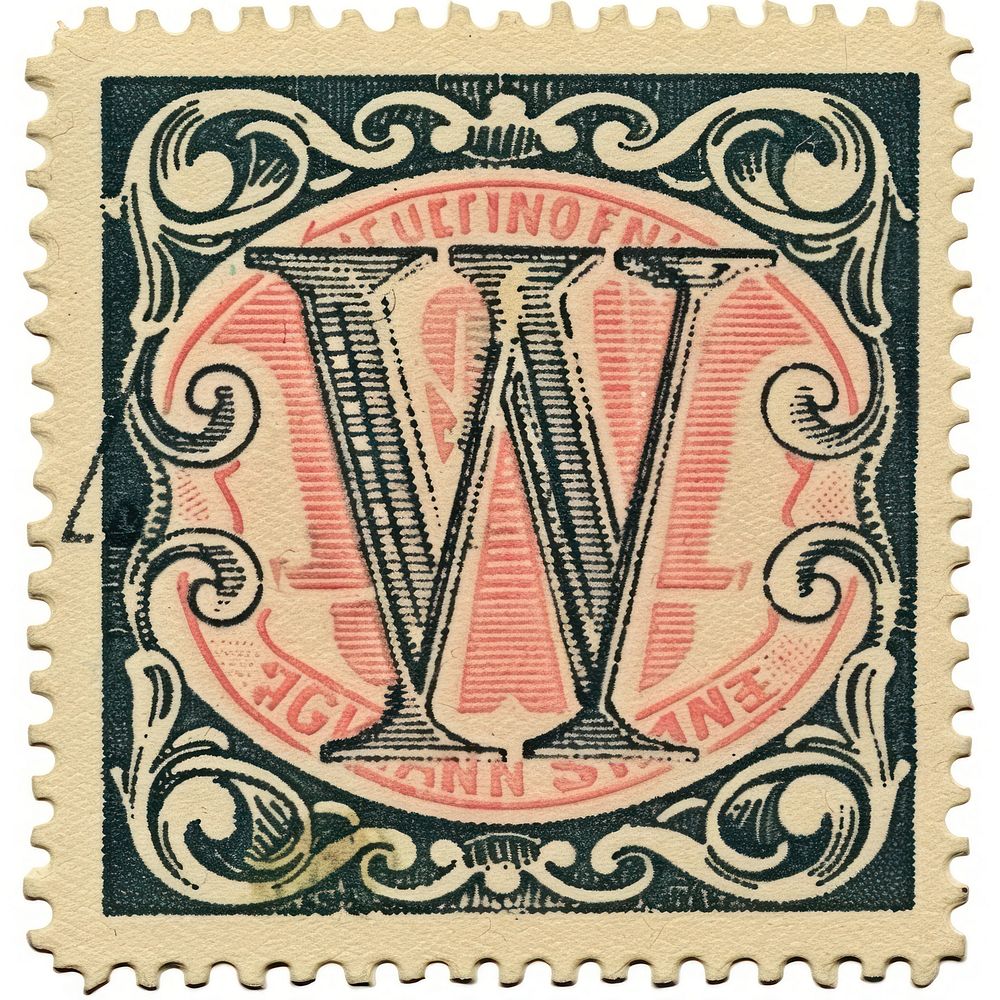 Stamp with alphabet W backgrounds paper font.
