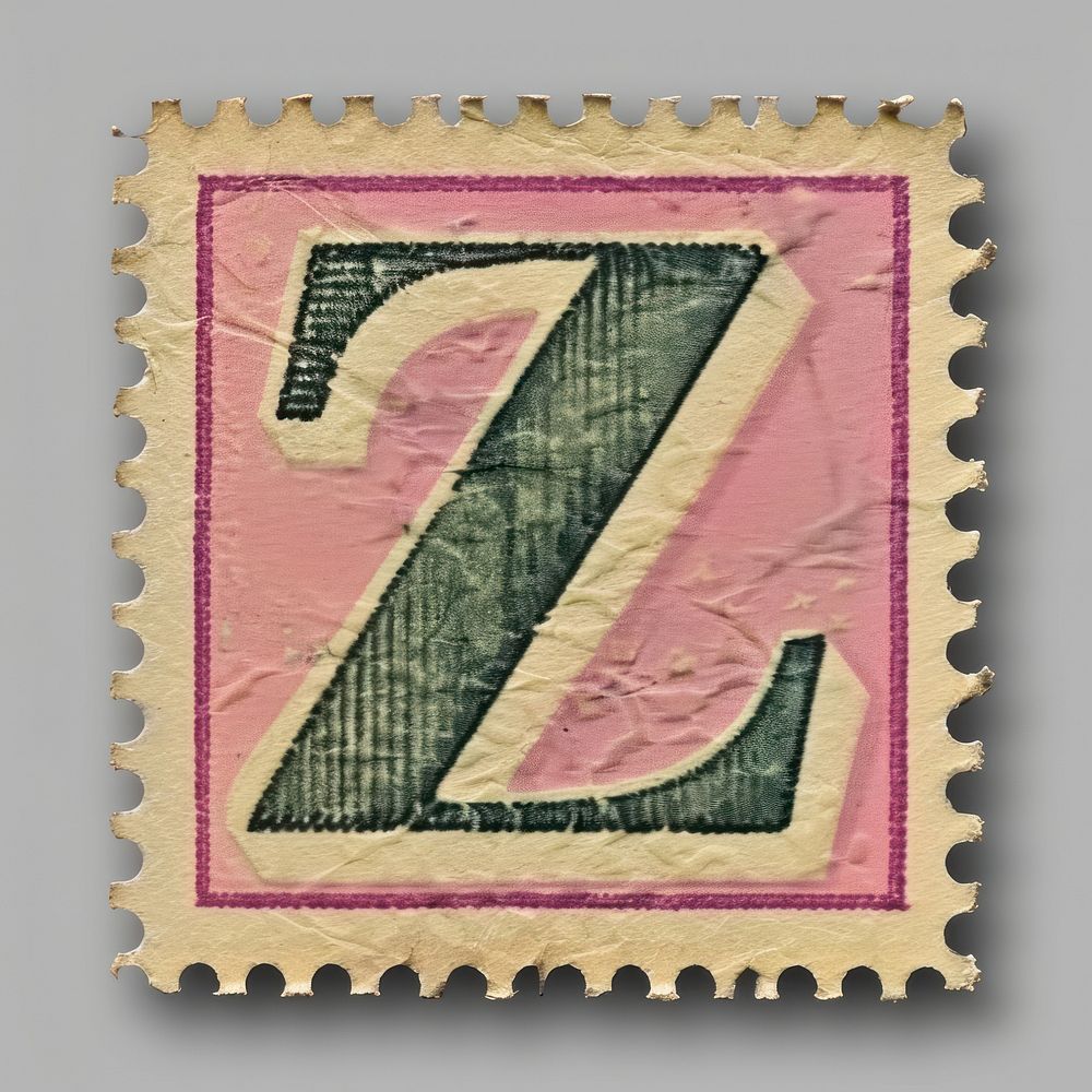 Stamp with alphabet Z number text font.
