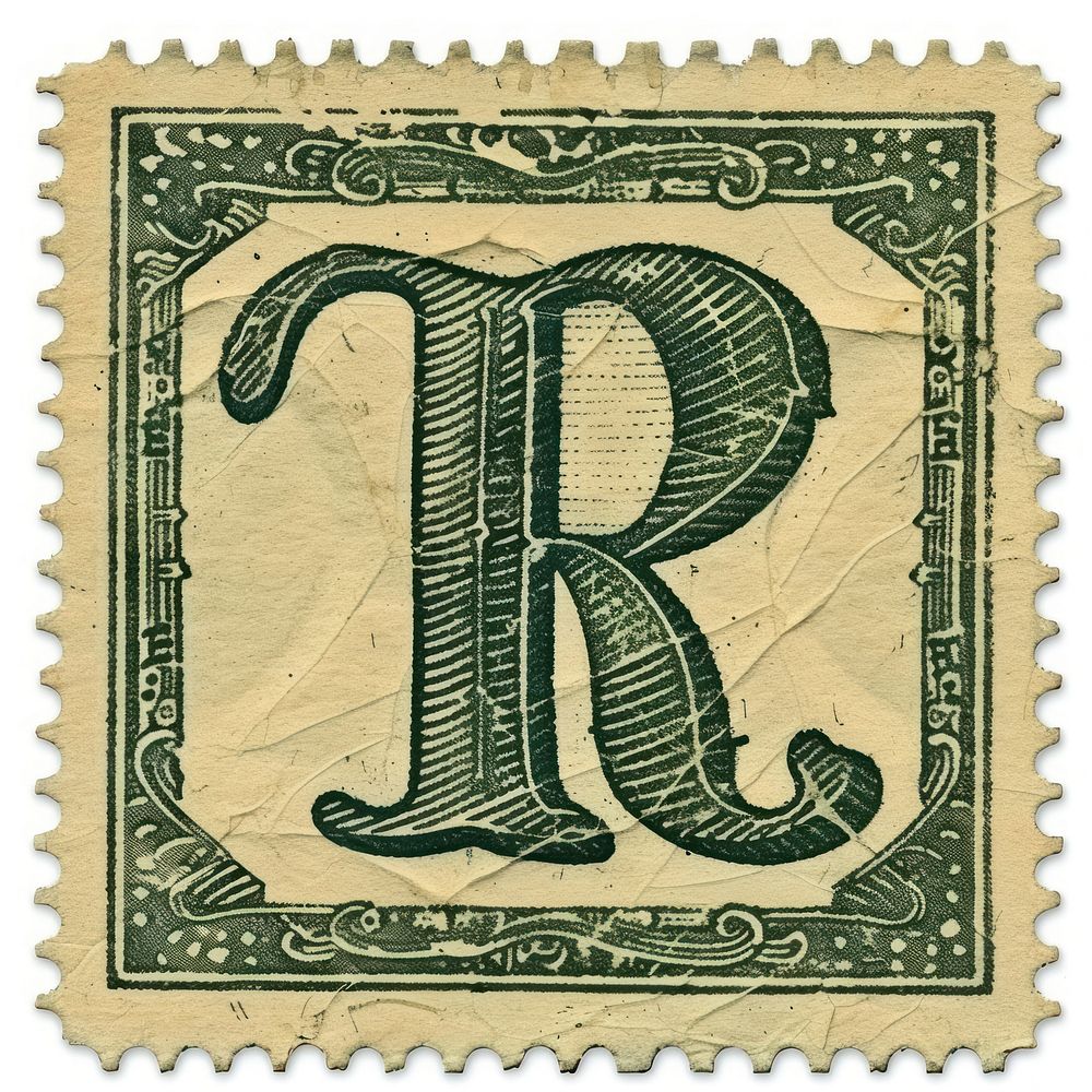 Stamp with alphabet R backgrounds paper font.