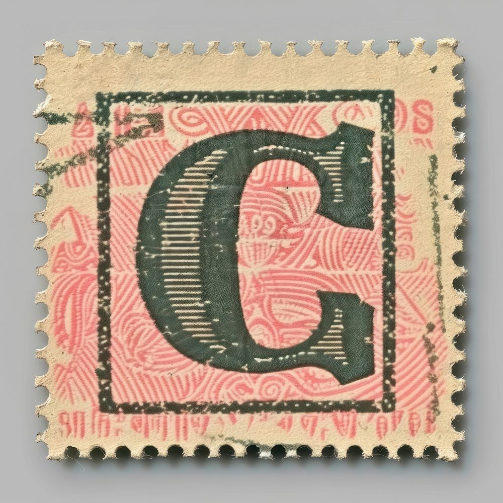 Postage stamp alphabet C font text art.