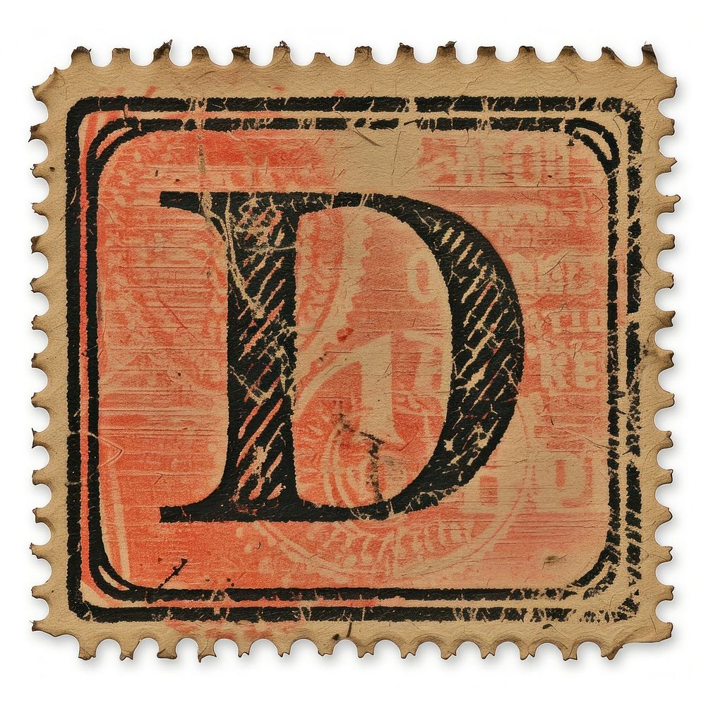Stamp with alphabet D backgrounds paper font.