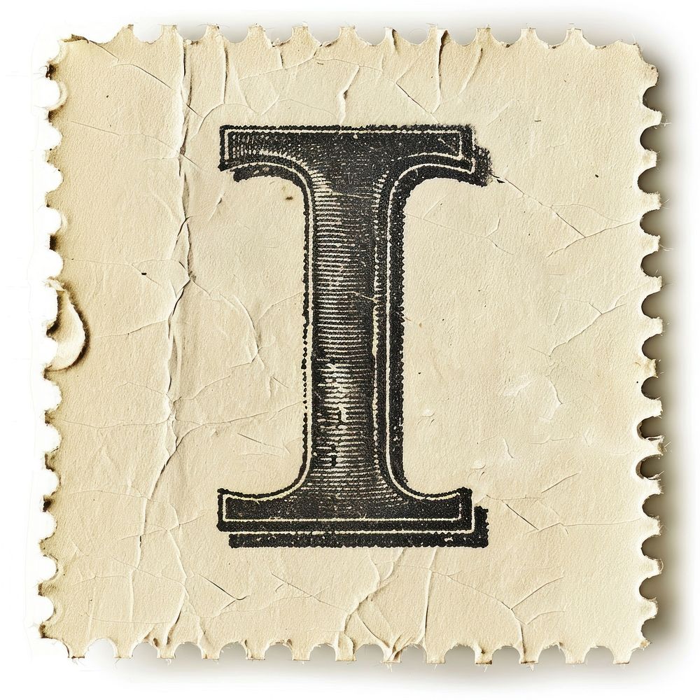 Stamp with alphabet I backgrounds paper text.