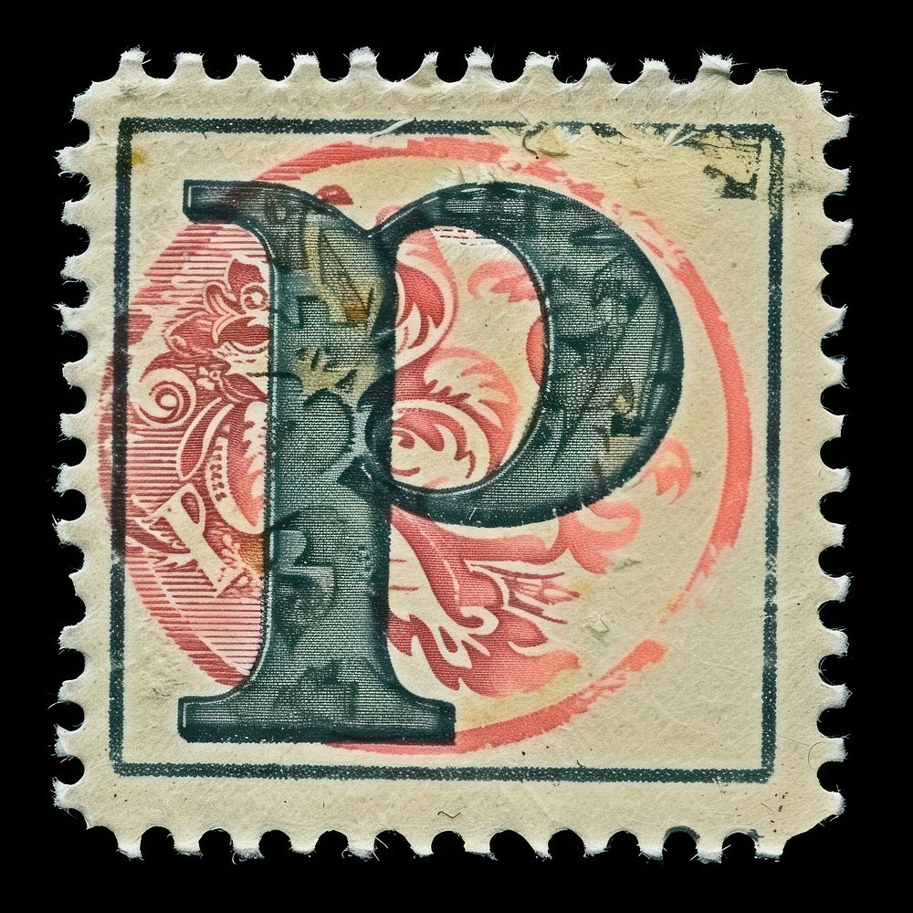 Stamp with alphabet P font art needlework.