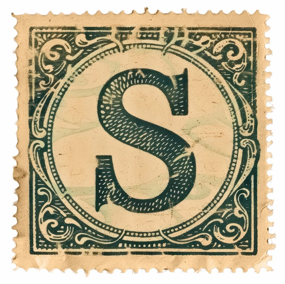 Stamp with alphabet S backgrounds paper font.