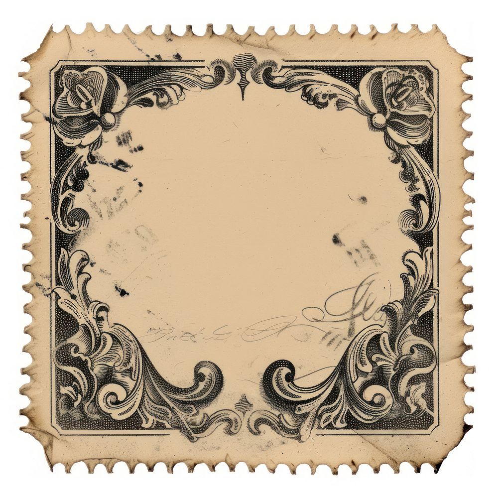 Vintage postage stamp art paper calligraphy.