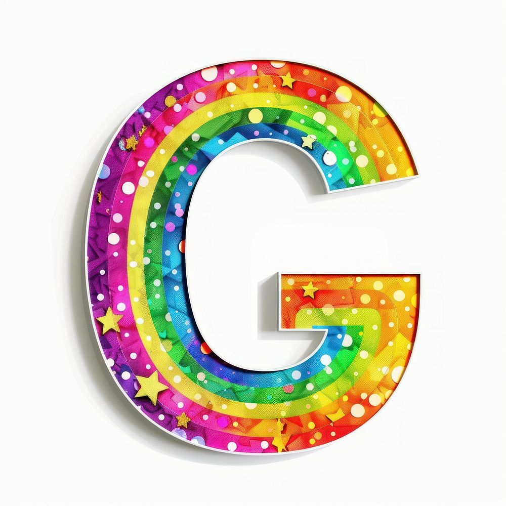 Rainbow with alphabet G pattern number font.
